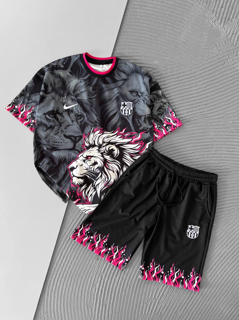 Lion Blaze Men's Graphic Tee & Flame Shorts Set – Fiery Streetwear with Bold Lion Print Withinblack
