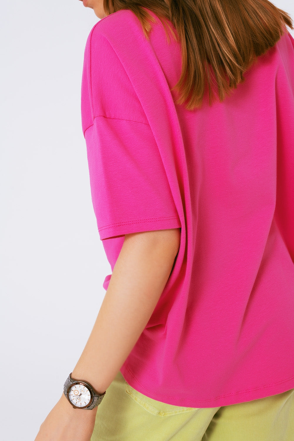 loose-fitting fuchsia T-shirt with colored bear Q2store