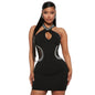 Hollow Rhinestone Halter Dress for Women