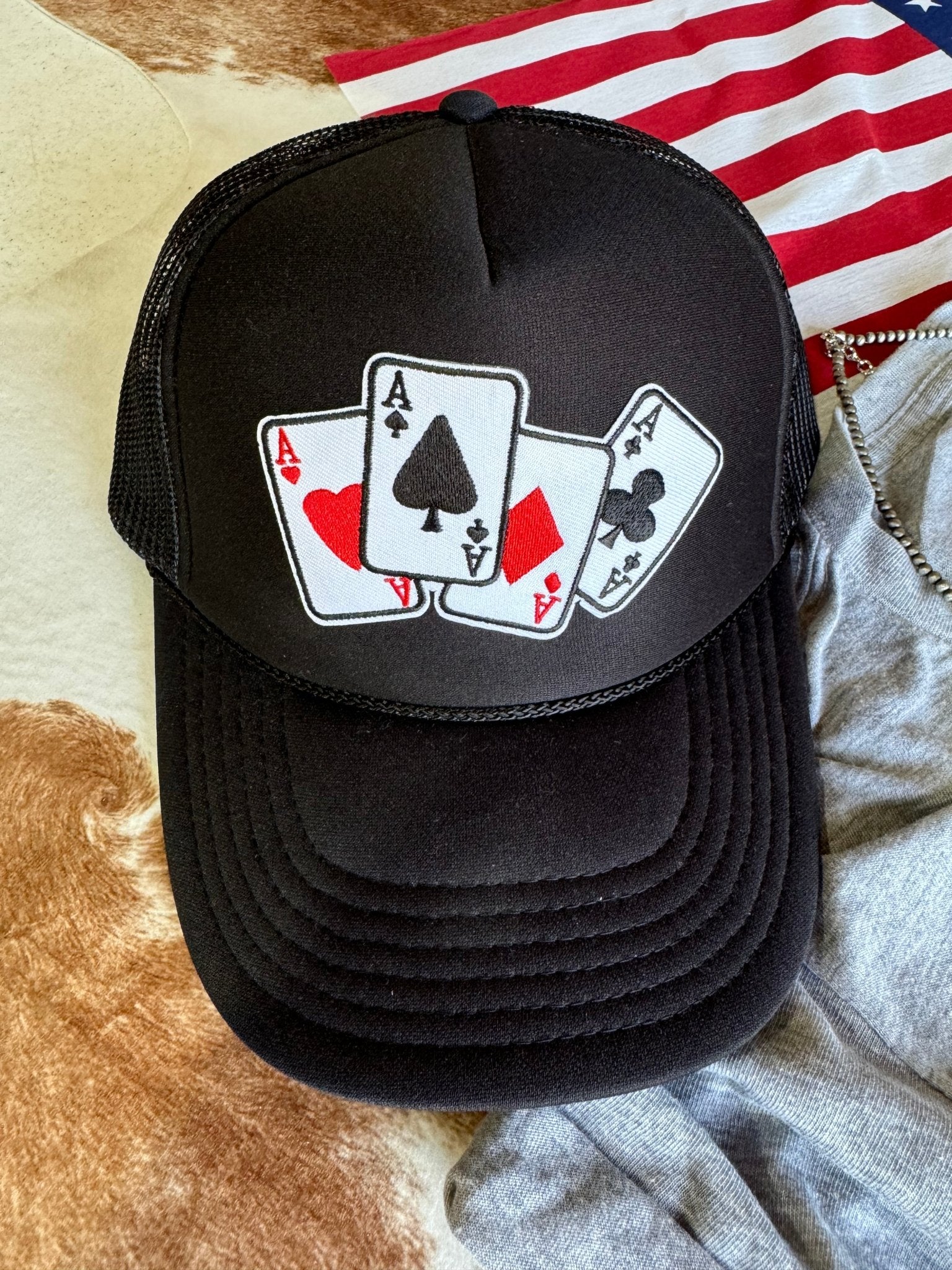 Lucky Aces Patch Trucker Hat Wild Junkie