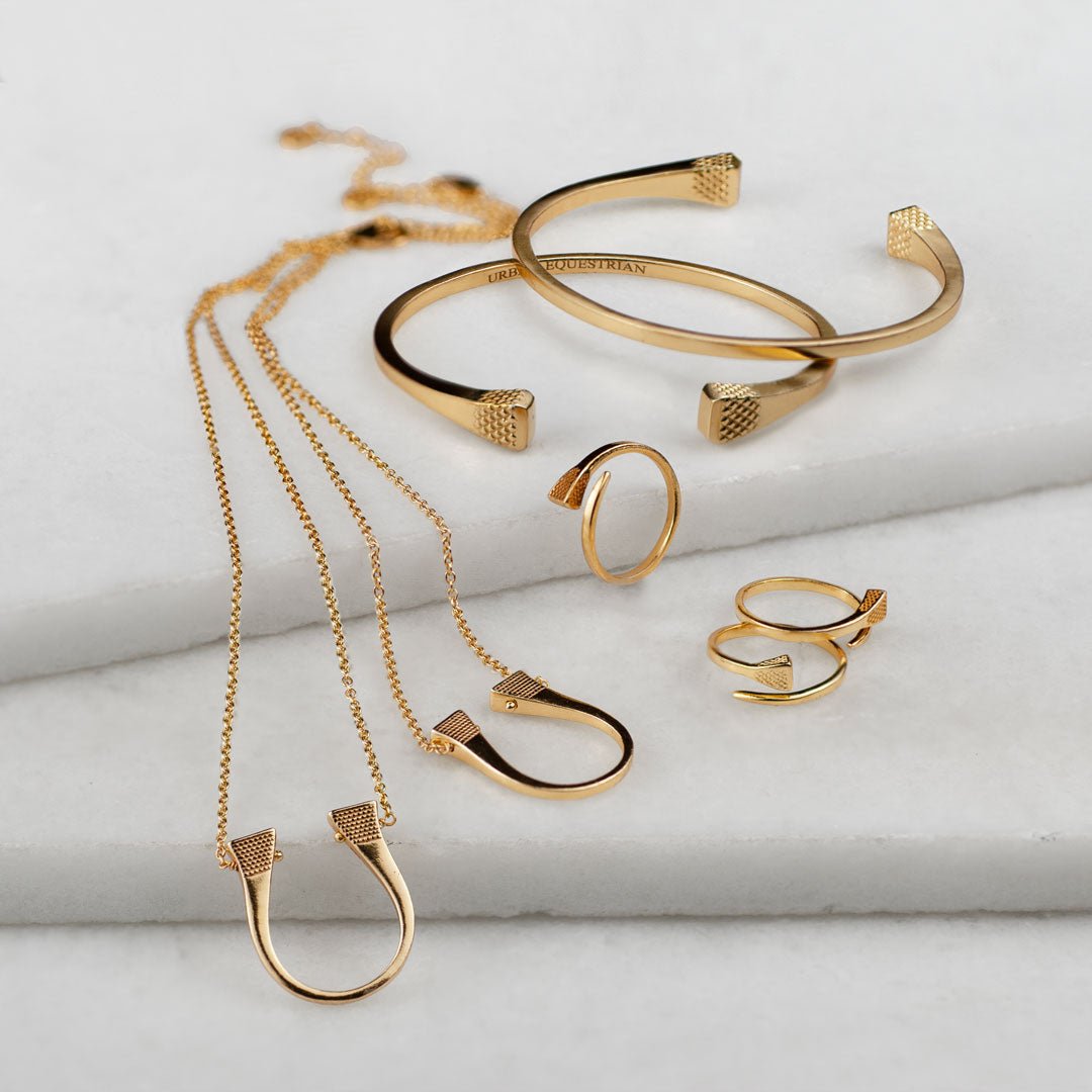 Lucky Nail - Blacksmith Horseshoe Cuff Bracelet in Gold Urban-Equestrian