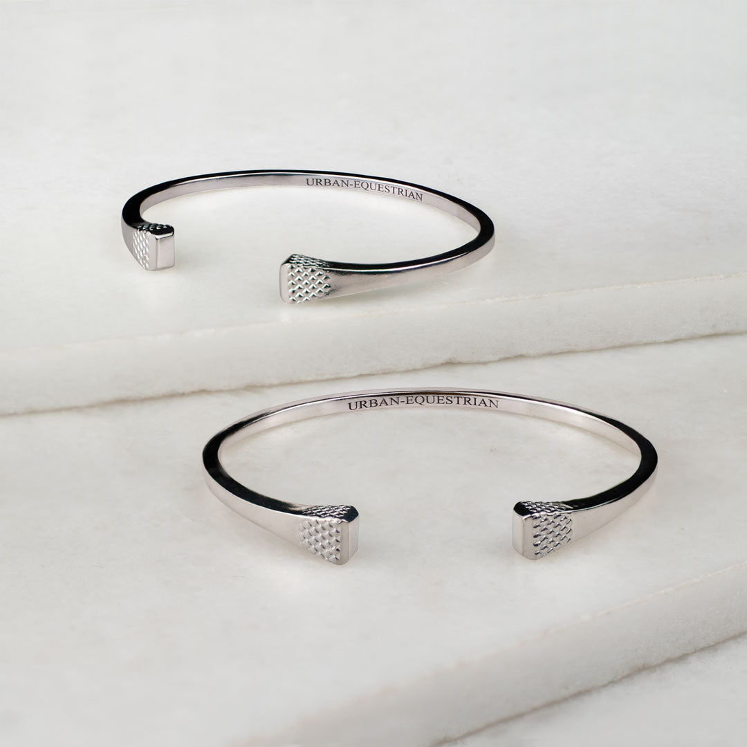 Lucky Nail - Blacksmith Horseshoe Cuff Bracelet in Silver Urban-Equestrian