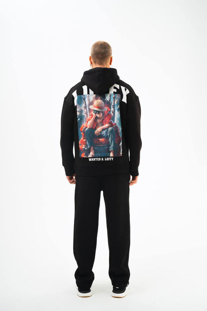 Oversize 'Luffy' Hoodie - One Piece Anime Graphic Sweatshirt - Wanted D. Luffy Withinblack