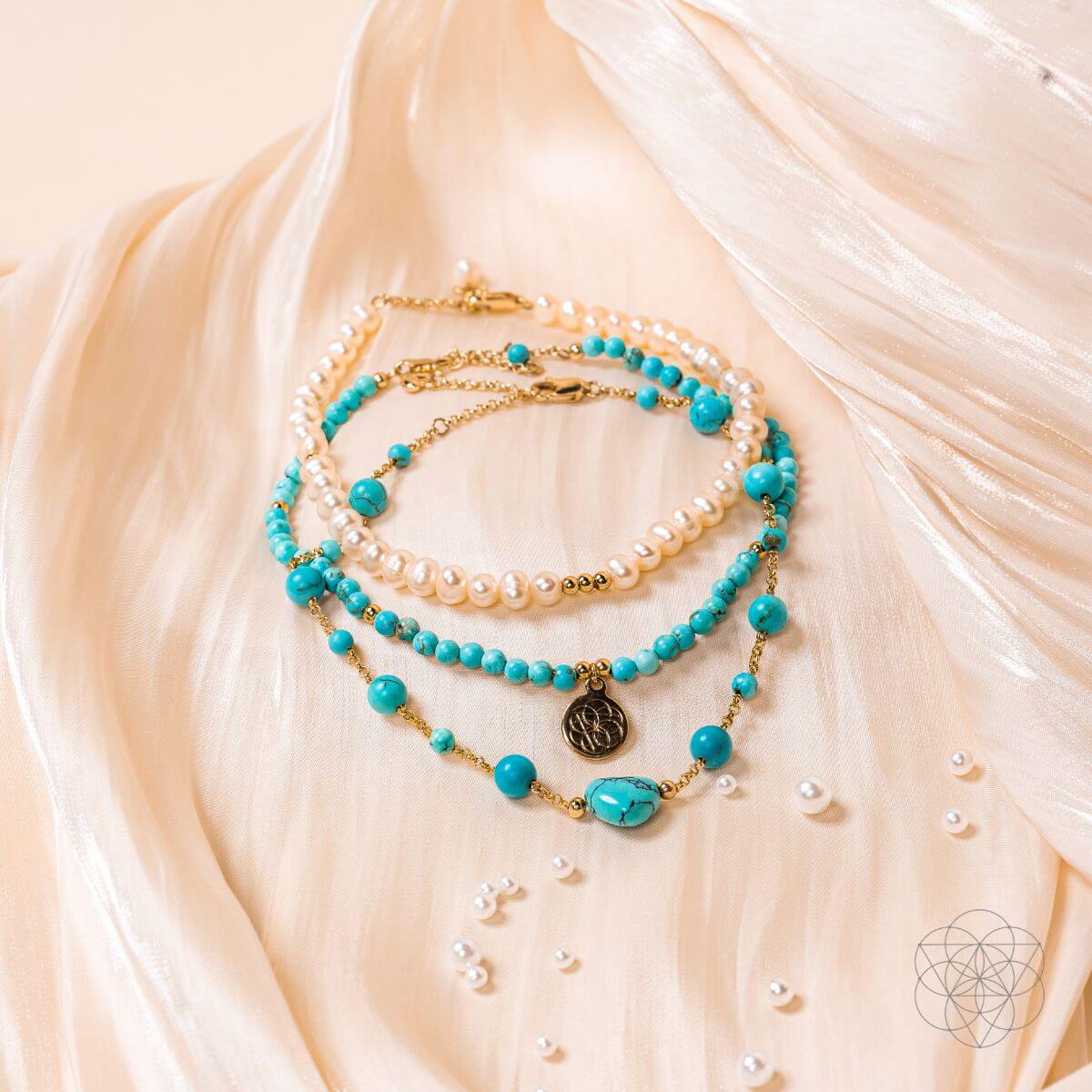 Luminous Glow - The Turquoise and Pearl Anklets of Love Conscious Items