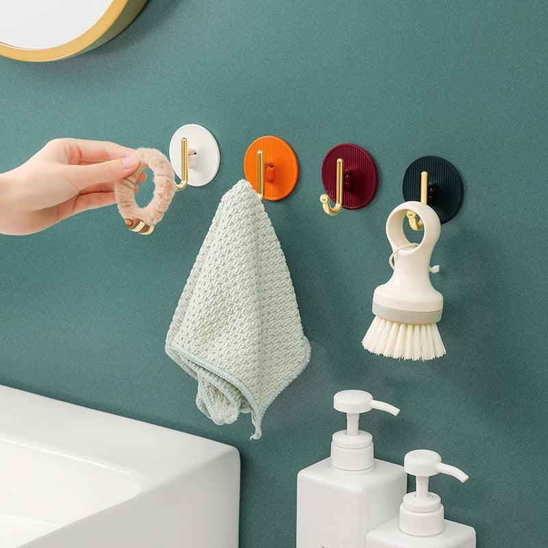 Luxury Wall Hooks Without Punching Self-Adhesive Suitable for Kitchen and Bathroom key Holder Seamless Hooks Behind The Door Wall Mounted Coat Rack Plastic Hook Home Decorative Small Hooks for Hanging Hat Coats Towel Jacket Stevvex