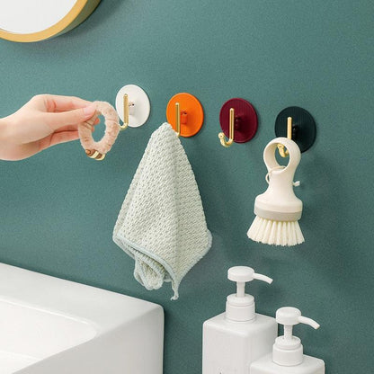 Luxury Wall Hooks Without Punching Self-Adhesive Suitable for Kitchen and Bathroom key Holder Seamless Hooks Behind The Door Wall Mounted Coat Rack Plastic Hook Home Decorative Small Hooks for Hanging Hat Coats Towel Jacket Stevvex
