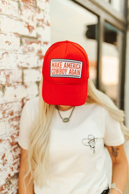 Make America Cowboy Again Banner Trucker Hat Wild Junkie