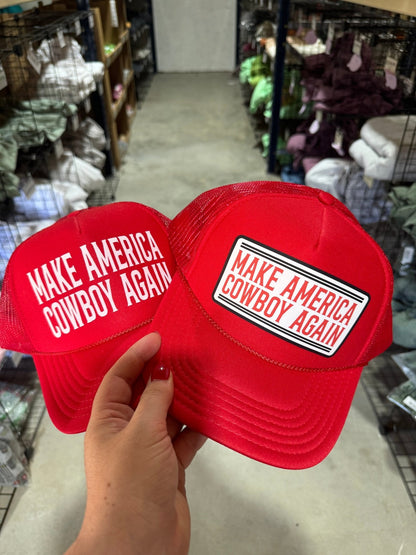 Make America Cowboy Again Banner Trucker Hat Wild Junkie