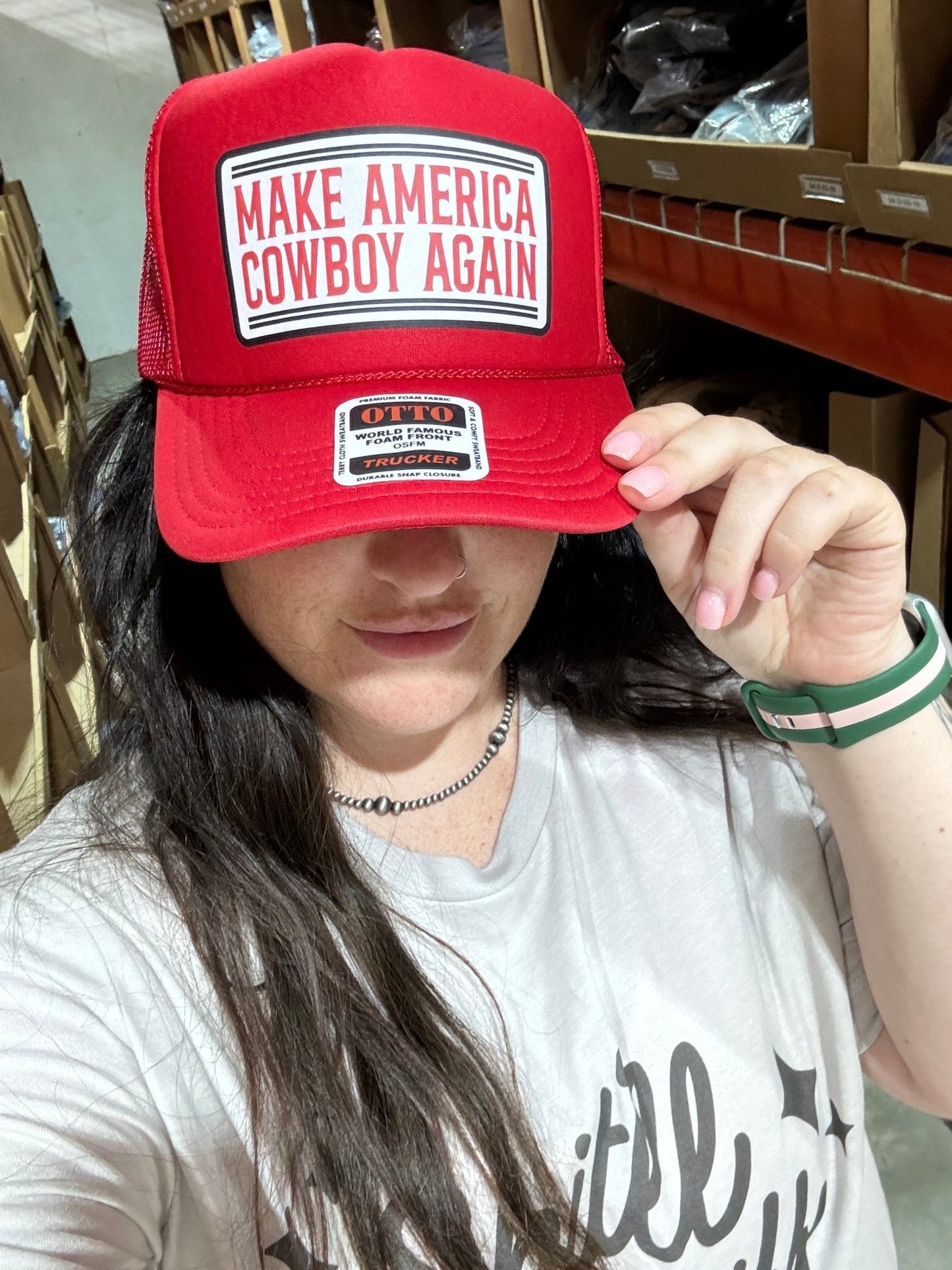 Make America Cowboy Again Banner Trucker Hat Wild Junkie