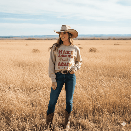 Make America Cowboy Again Stars Graphic Sweatshirt Wild Junkie