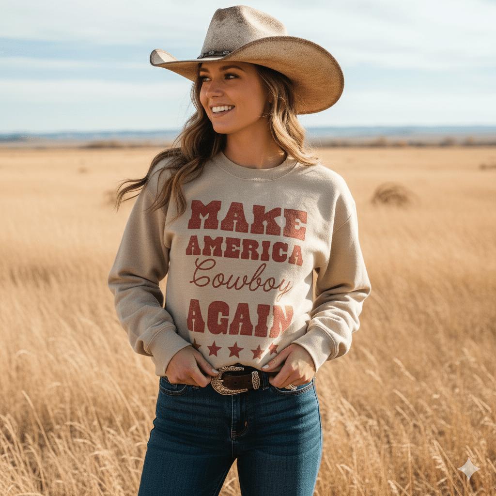 Make America Cowboy Again Stars Graphic Sweatshirt Wild Junkie