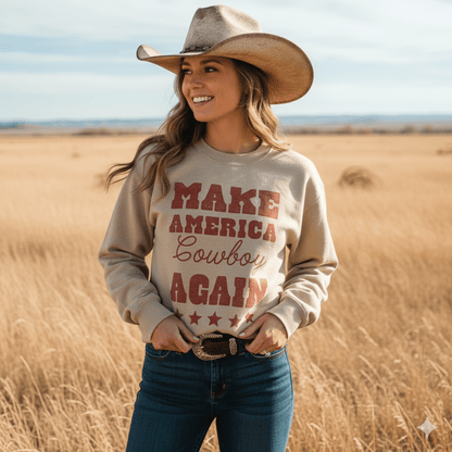 Make America Cowboy Again Stars Graphic Sweatshirt Wild Junkie