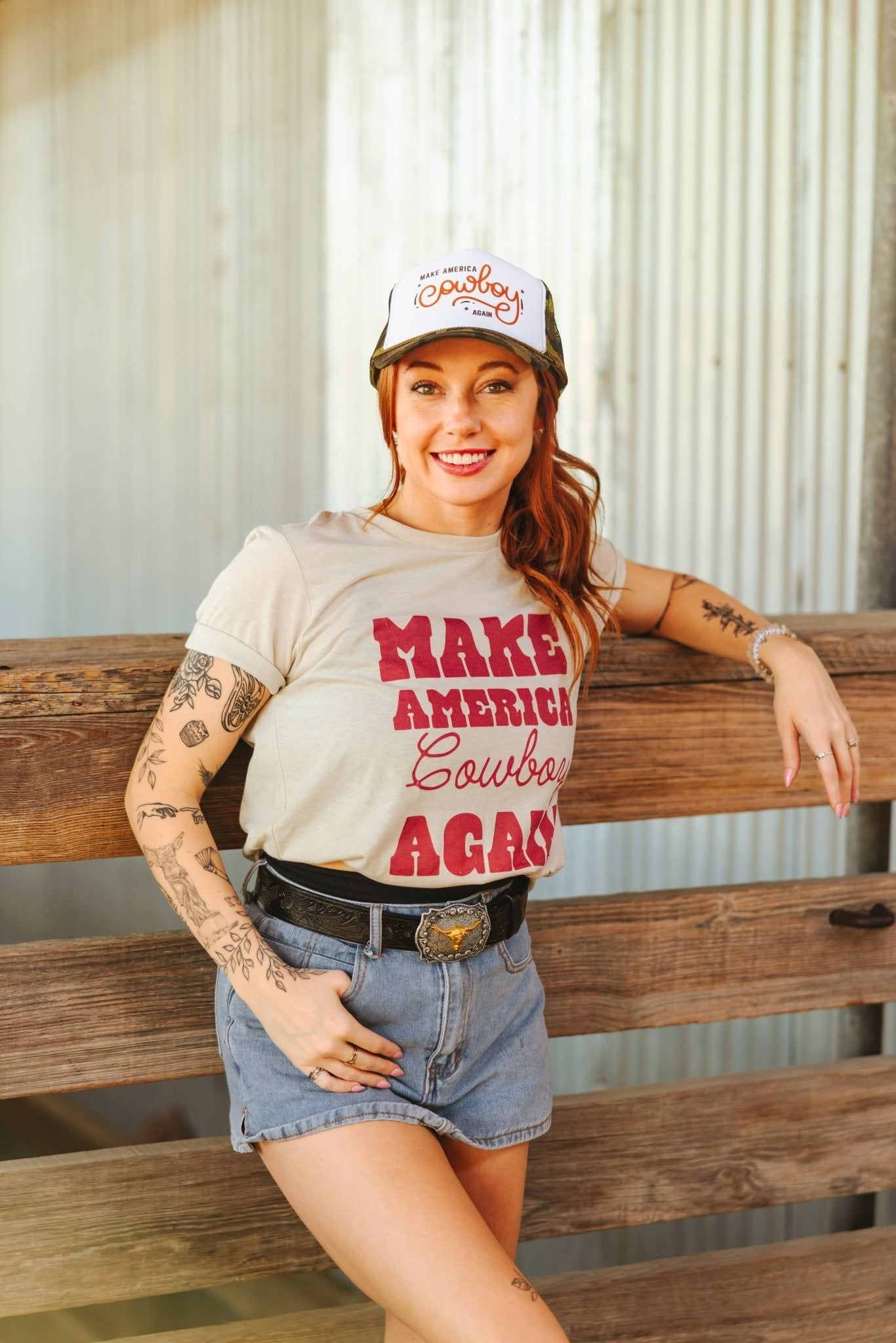 Make America Cowboy Again Stars Graphic Tee Wild Junkie