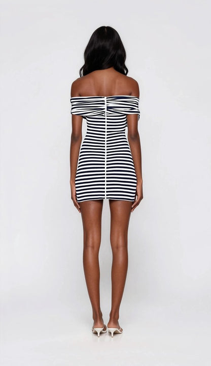 Malory Striped Mini Dress – Navy/White XO, Tina
