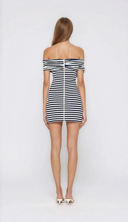 Malory Striped Mini Dress – Navy/White XO, Tina