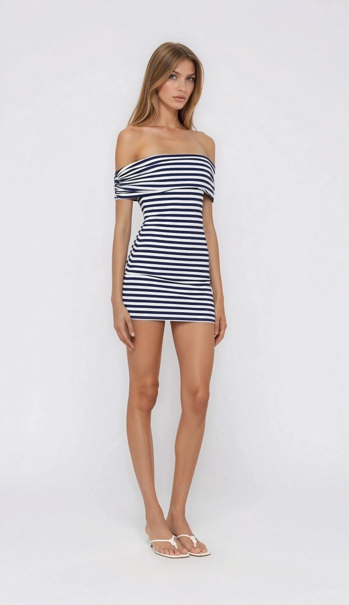 Malory Striped Mini Dress – Navy/White XO, Tina