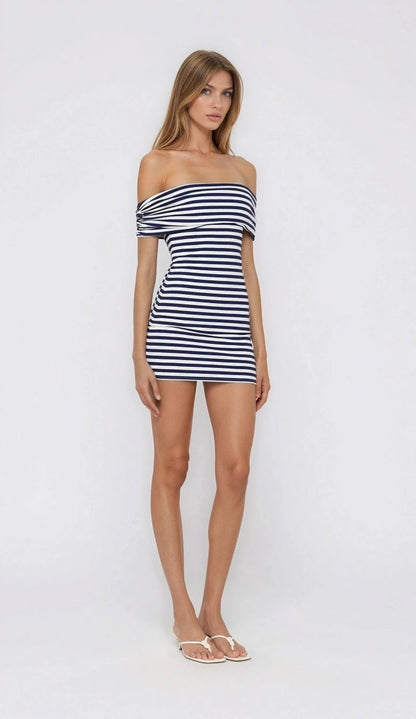 Malory Striped Mini Dress – Navy/White XO, Tina