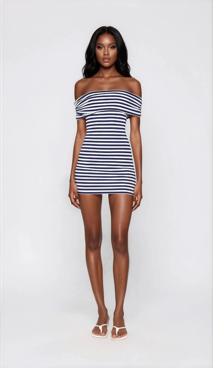 Malory Striped Mini Dress – Navy/White XO, Tina