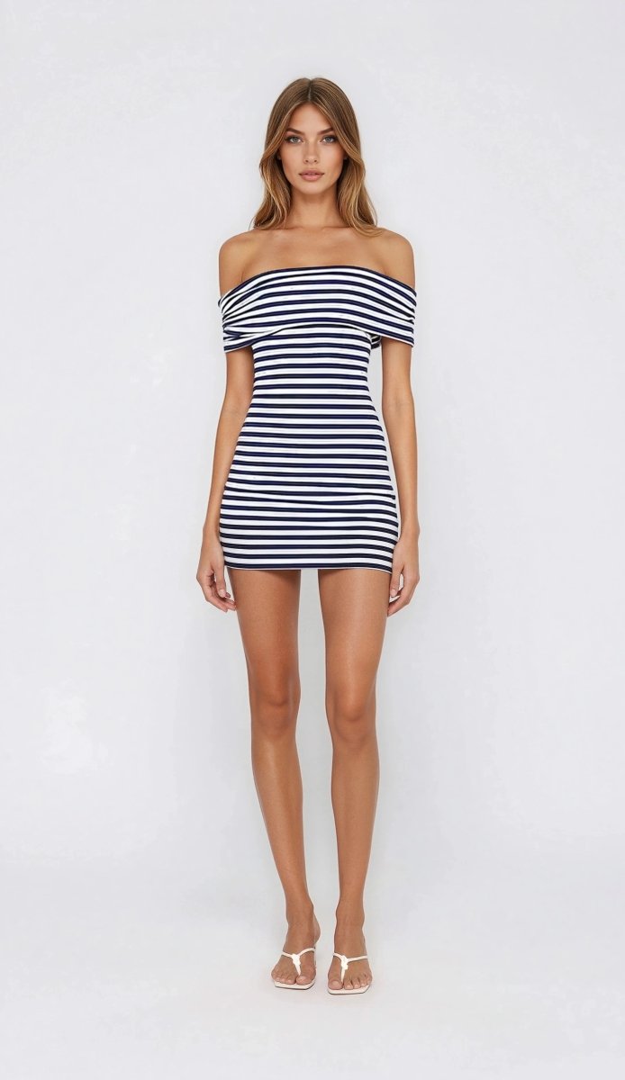 Malory Striped Mini Dress – Navy/White XO, Tina