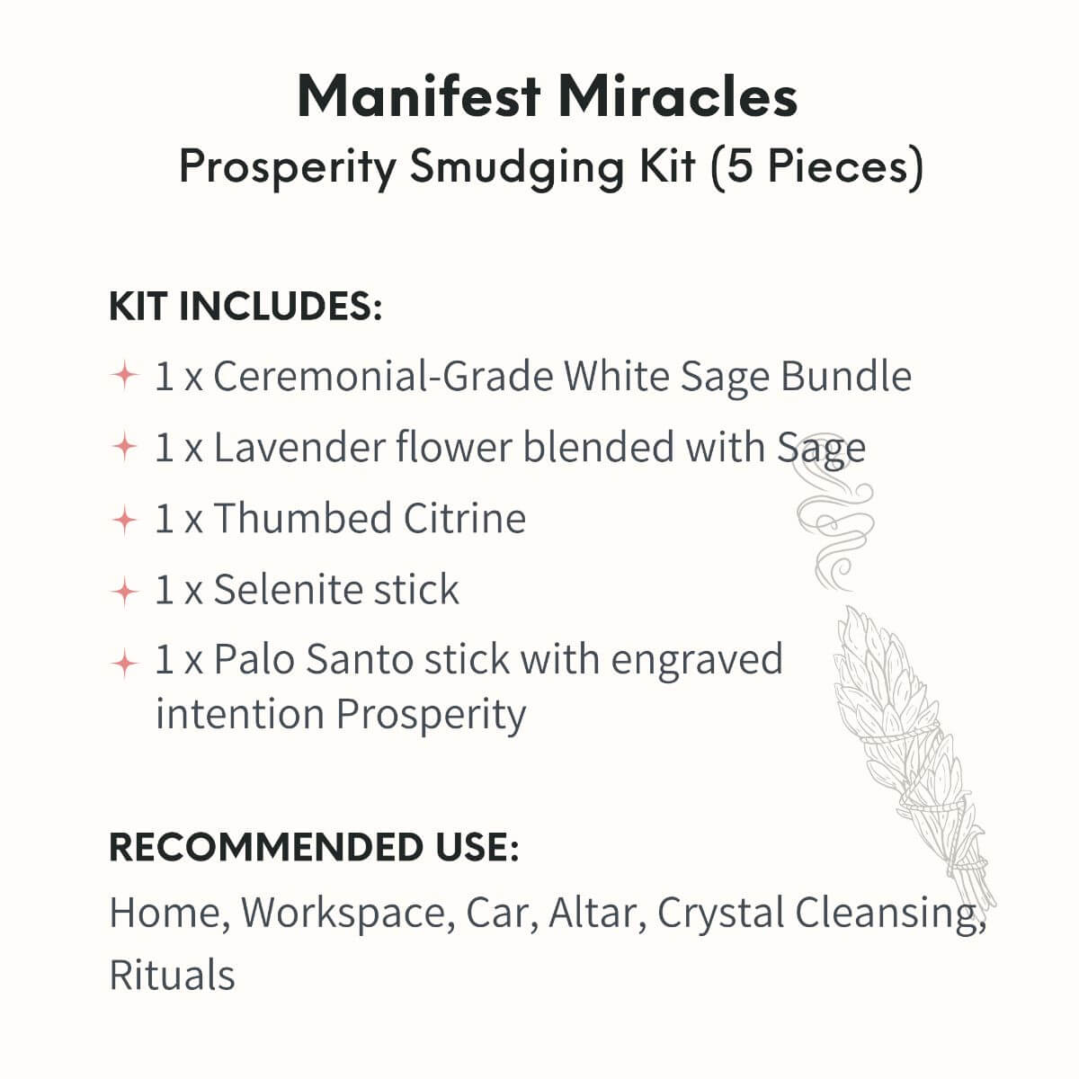 Manifest Miracles - Prosperity Smudging Kit (5 Pieces) Conscious Items