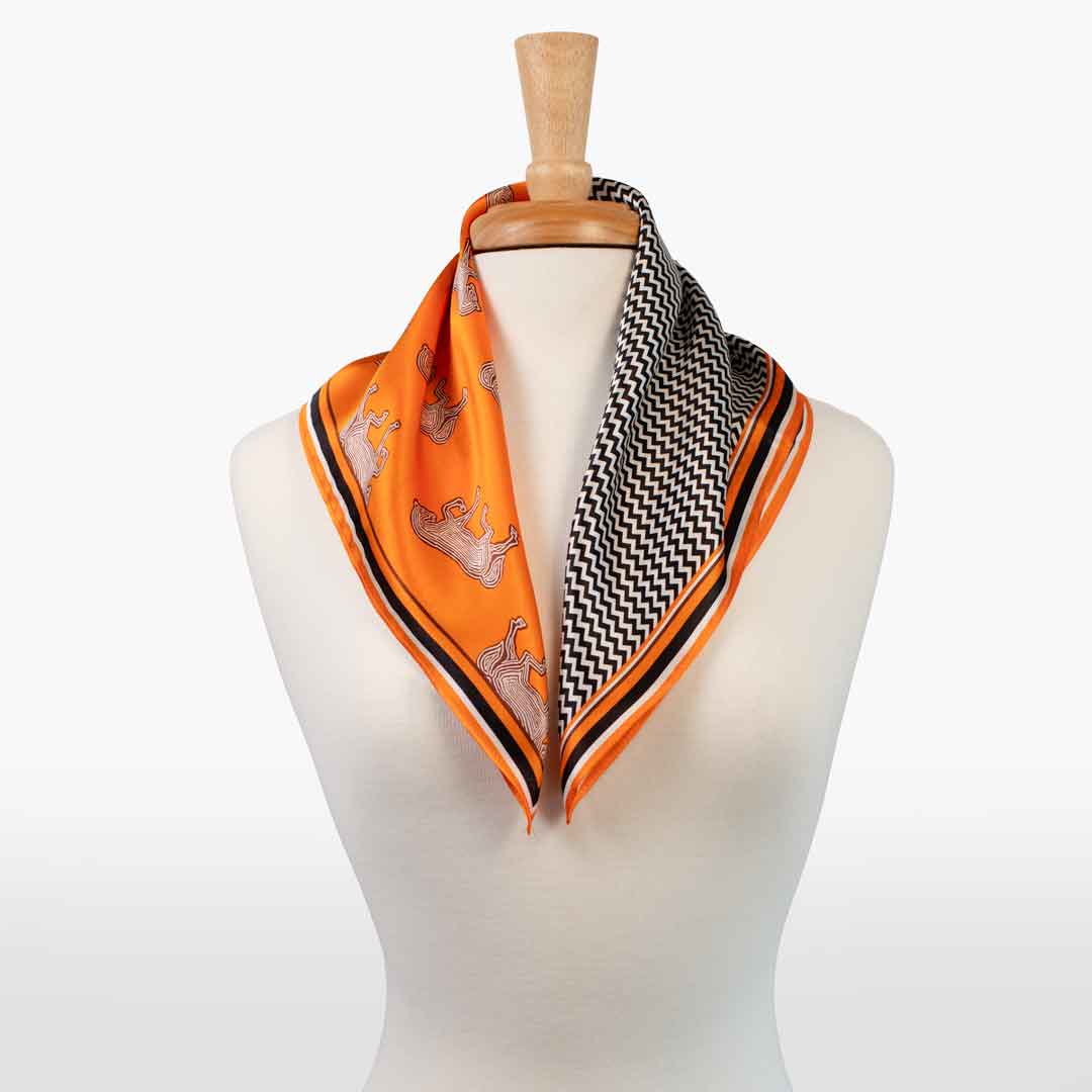 Manon - Stylized Equestrian Scarf in Tangerine Urban-Equestrian