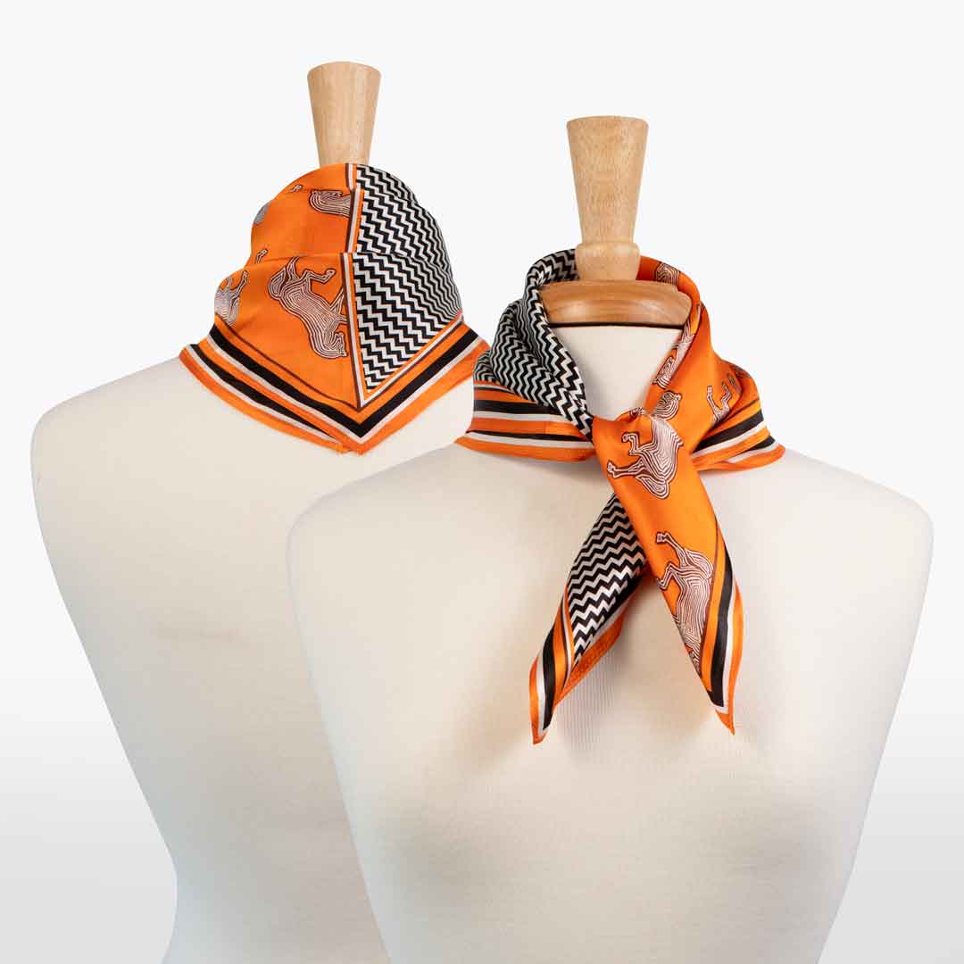 Manon - Stylized Equestrian Scarf in Tangerine Urban-Equestrian