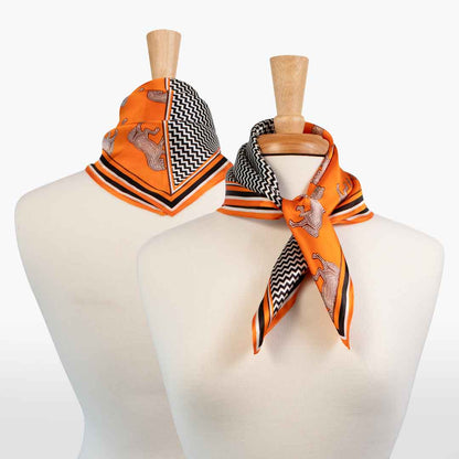 Manon - Stylized Equestrian Scarf in Tangerine Urban-Equestrian
