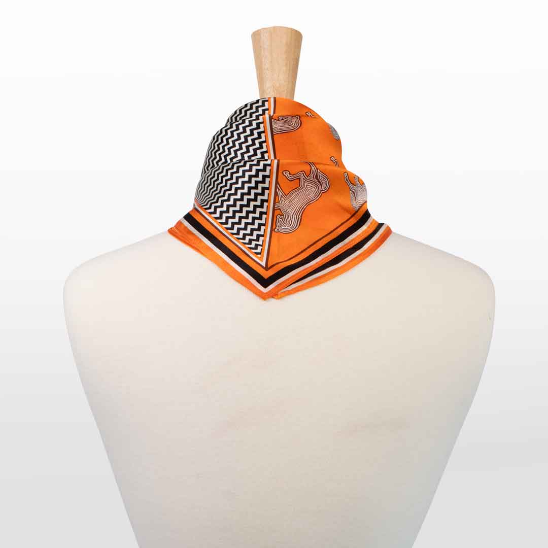 Manon - Stylized Equestrian Scarf in Tangerine Urban-Equestrian