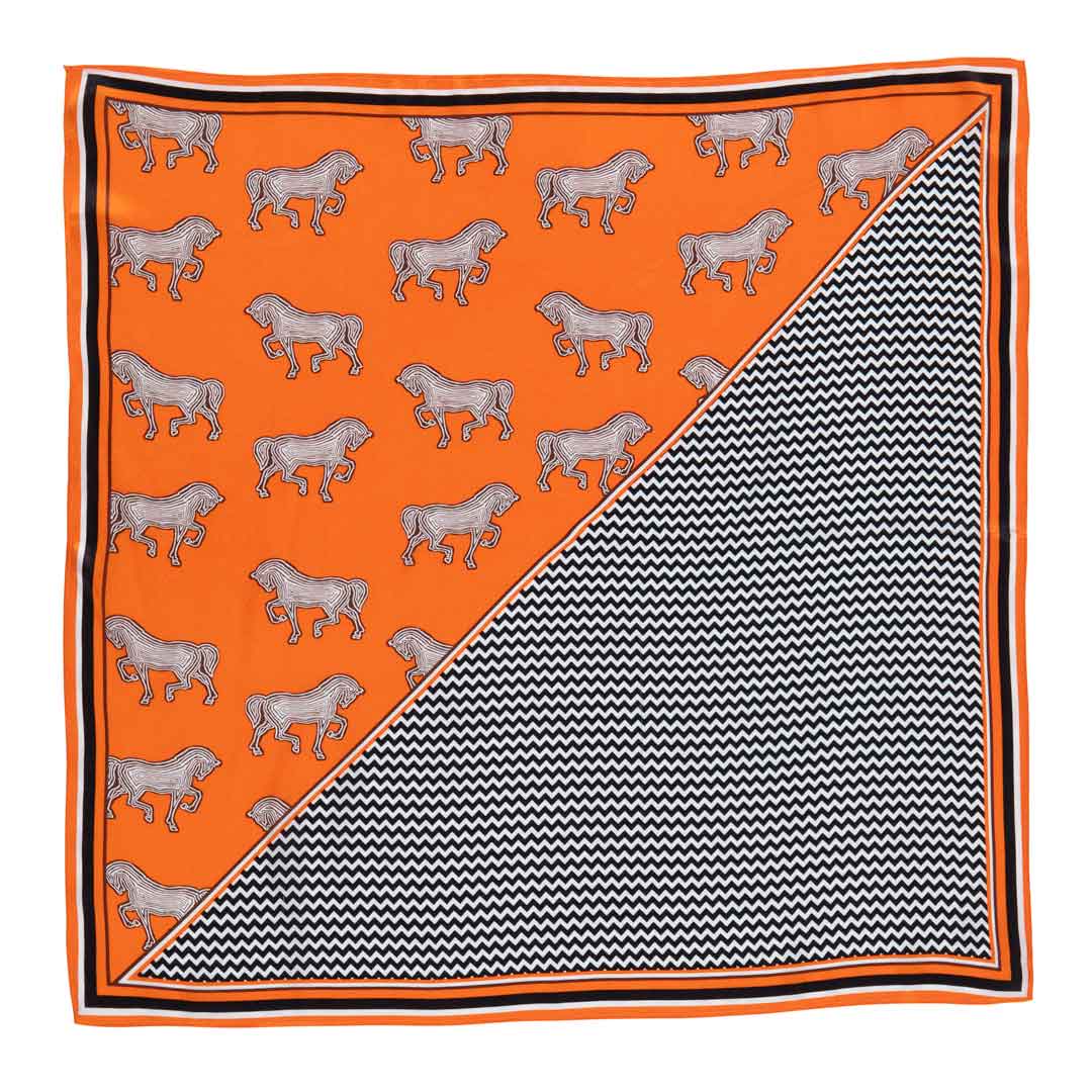 Manon - Stylized Equestrian Scarf in Tangerine Urban-Equestrian