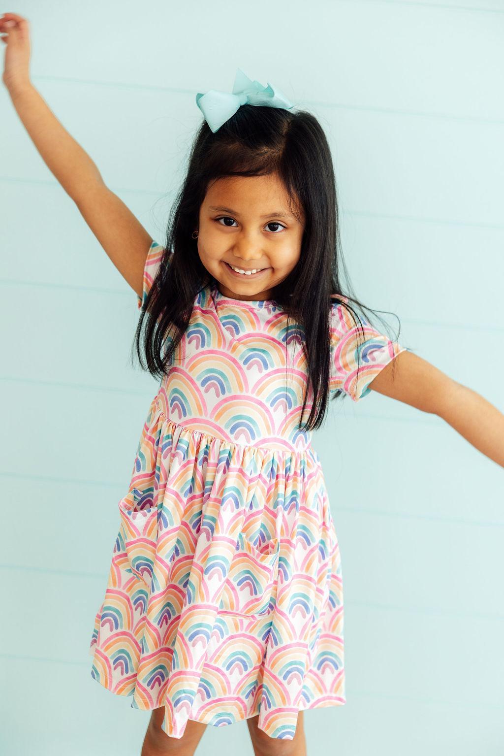 Watercolor Rainbows S/S Pocket Twirl Dress Mila & Rose ®