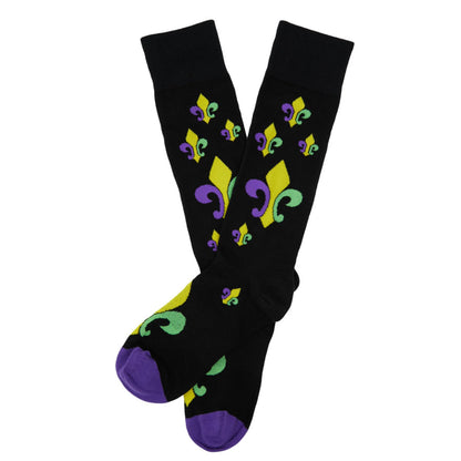 Mardi Gras - Large Fleur-de-lis Dress Socks DeadSoxy