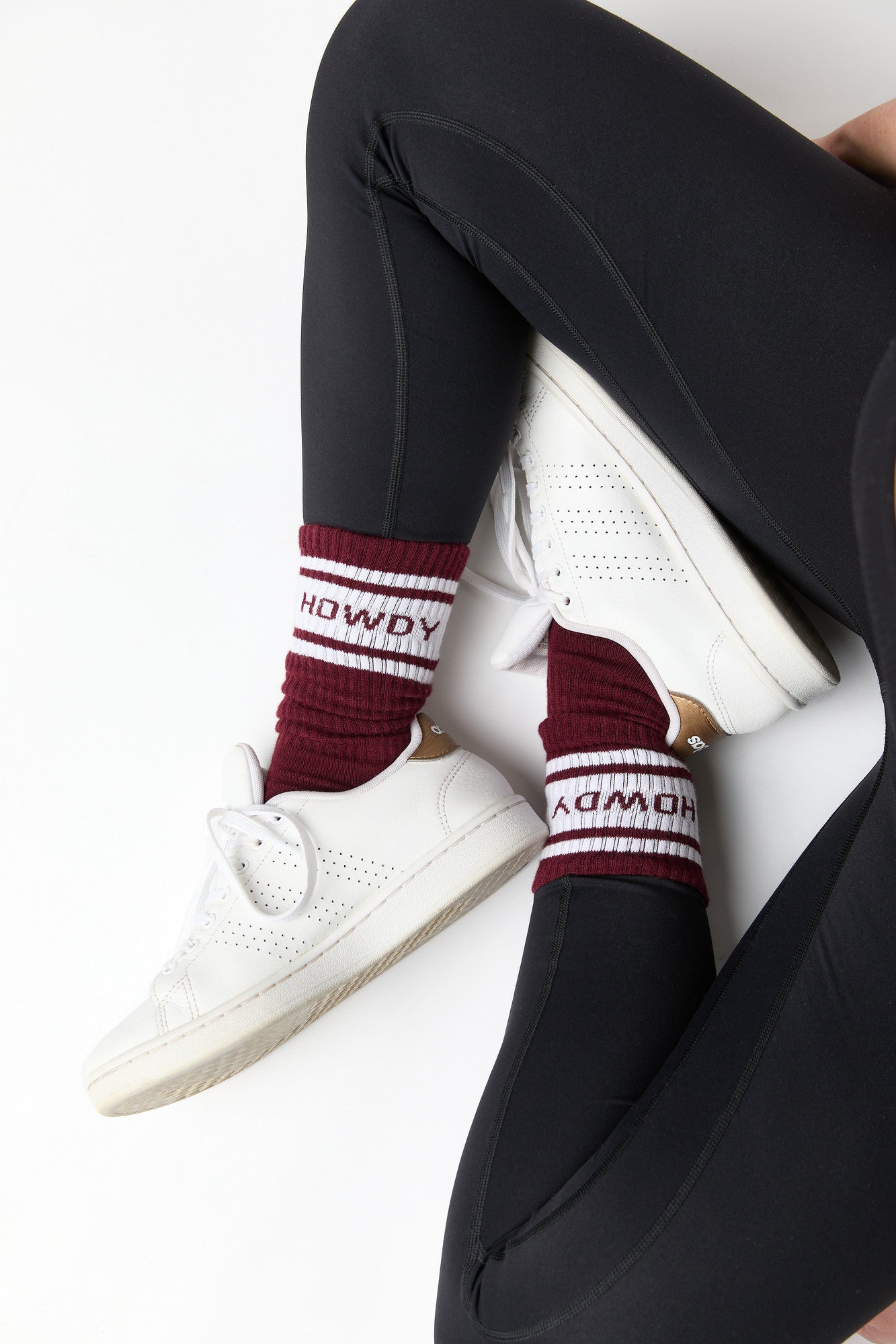 Maroon Retro Howdy Casual Crew Socks DeadSoxy