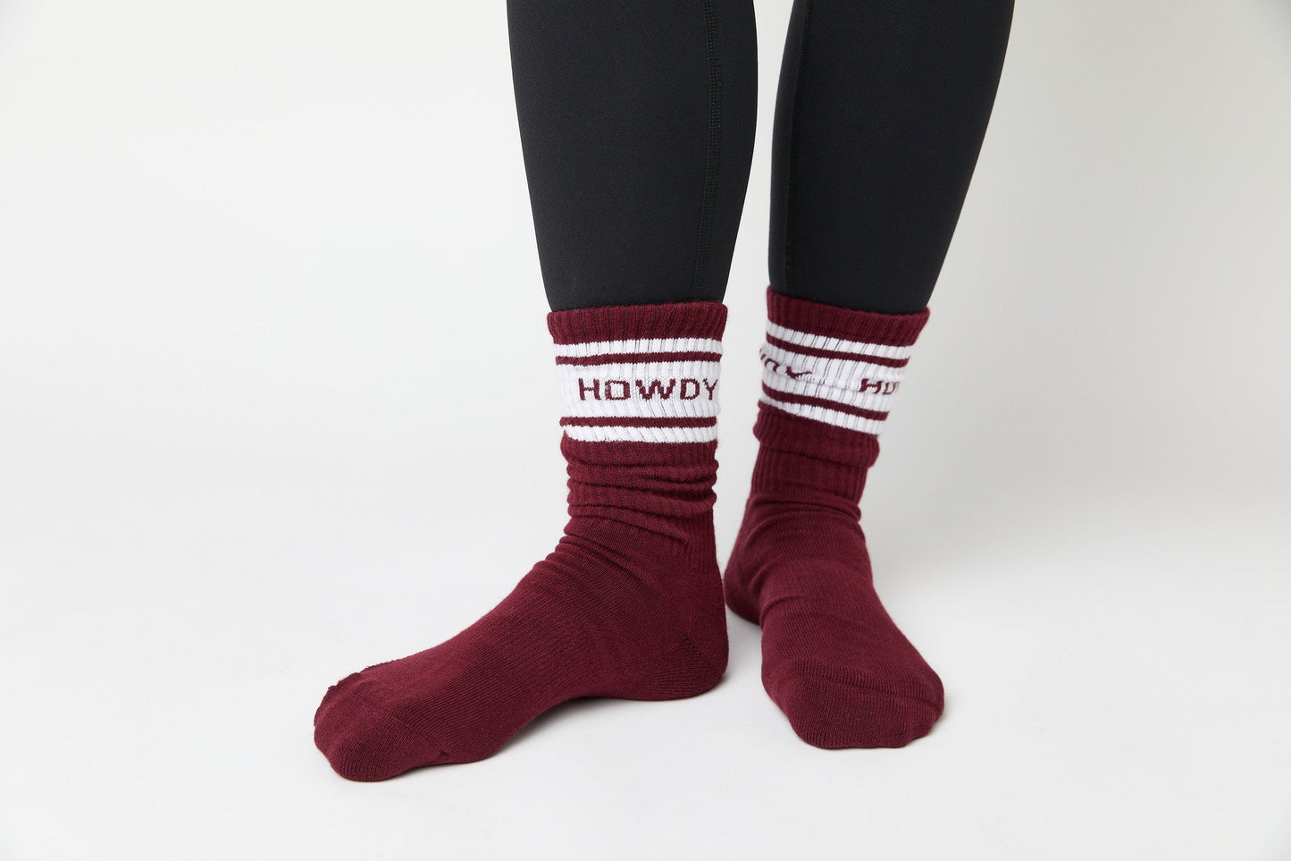 Maroon Retro Howdy Casual Crew Socks DeadSoxy