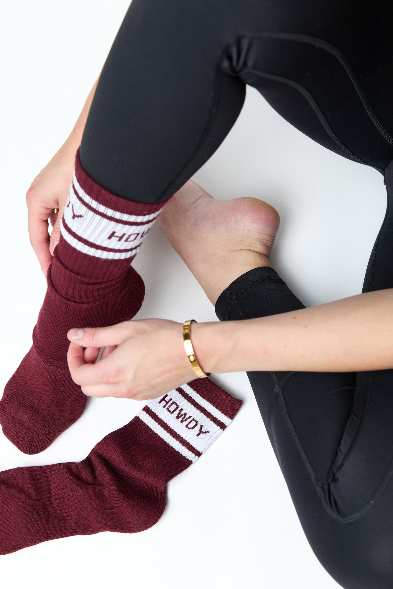 Maroon Retro Howdy Casual Crew Socks DeadSoxy