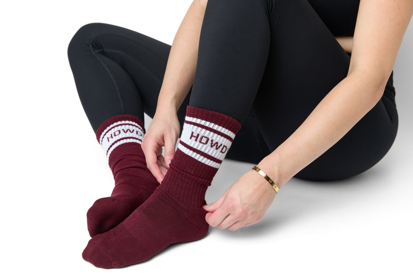 Maroon Retro Howdy Casual Crew Socks DeadSoxy