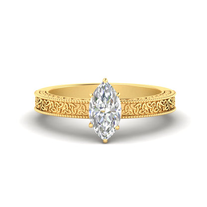 Marquise Cut Celtic Engraved Solitaire Engagement Ring Fascinating Diamonds
