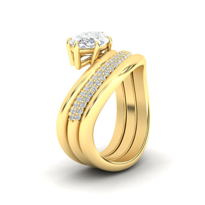 Dual Bands with Wave Solitaire Ring Fascinating Diamonds
