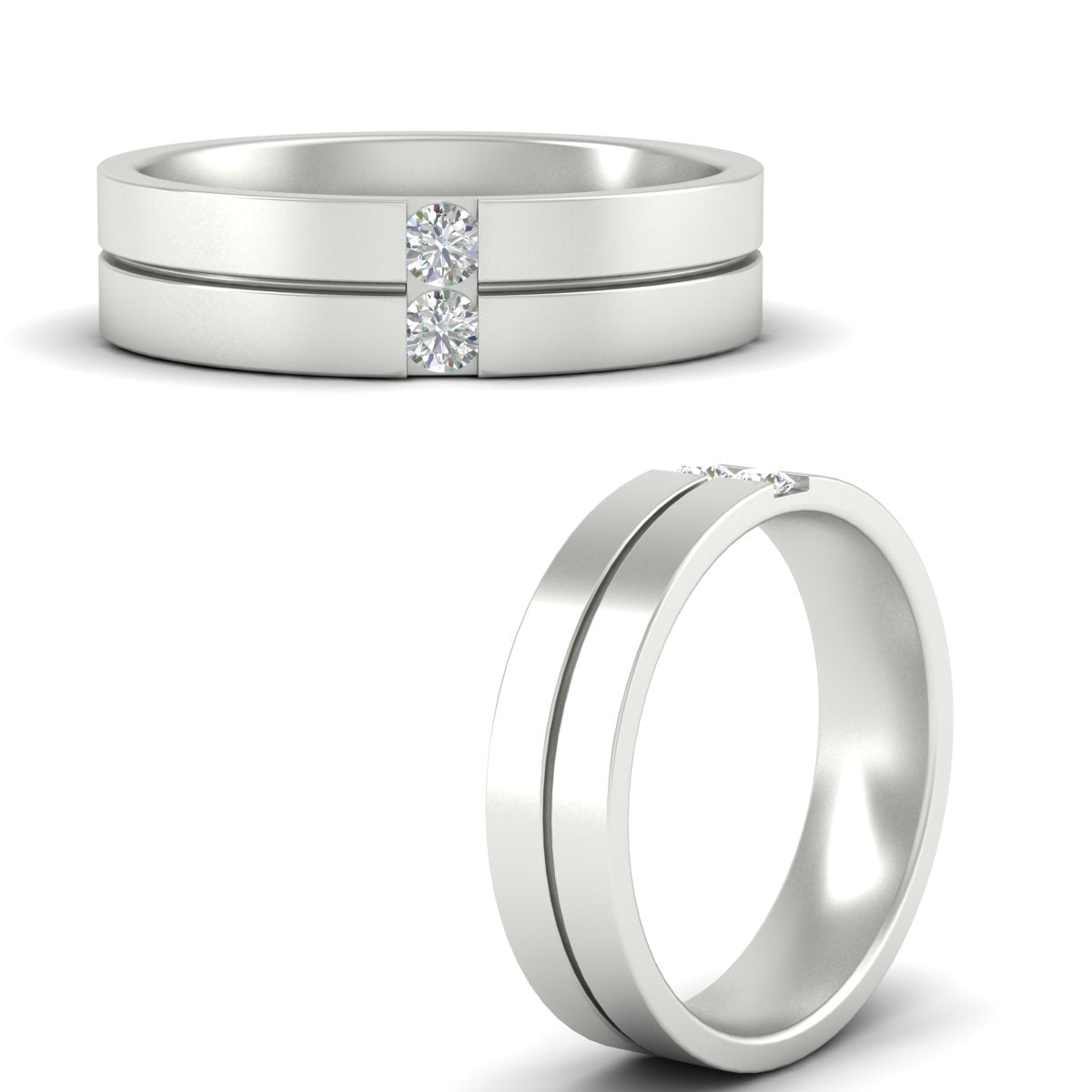 Mens 2 Stone Band Fascinating Diamonds