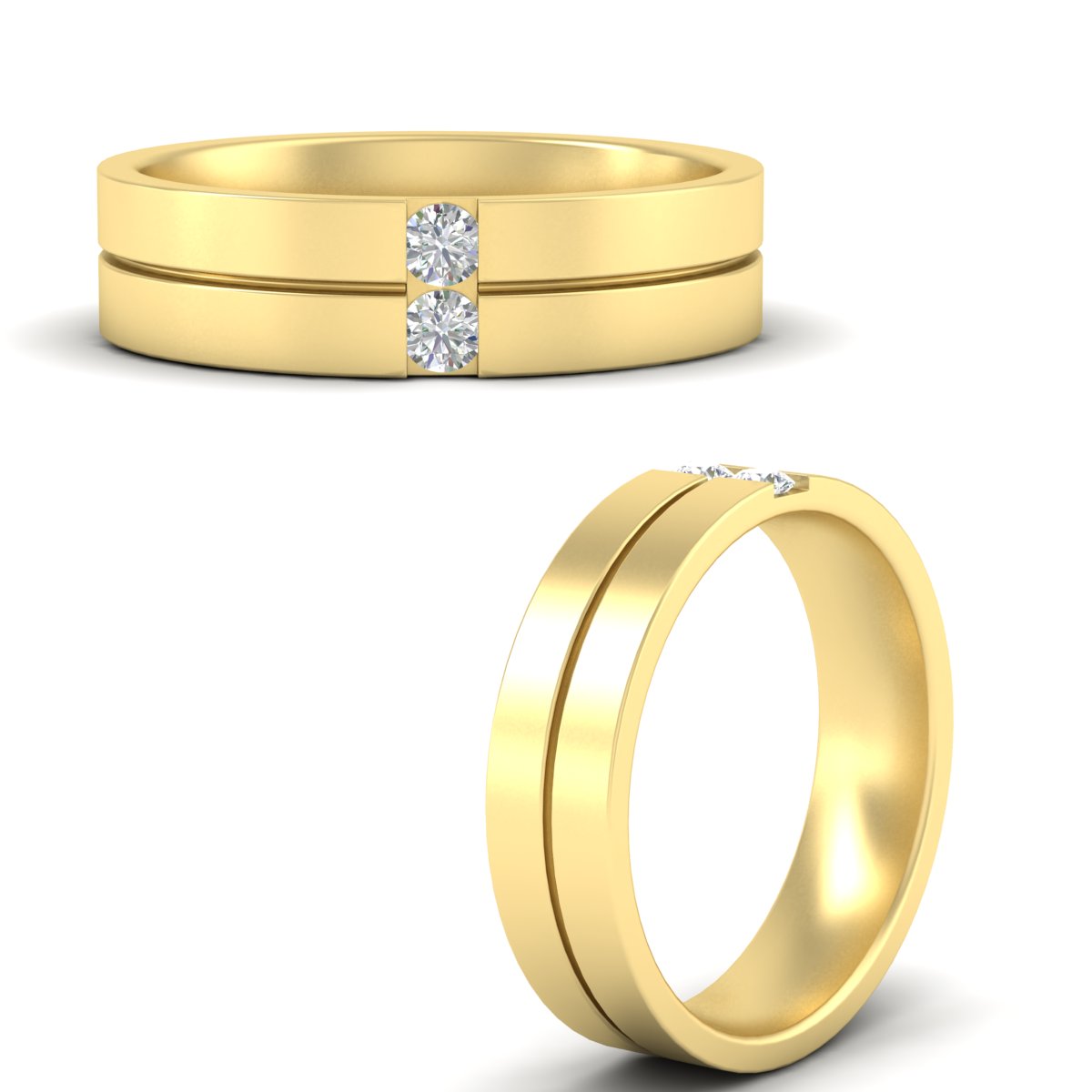 Mens 2 Stone Band Fascinating Diamonds