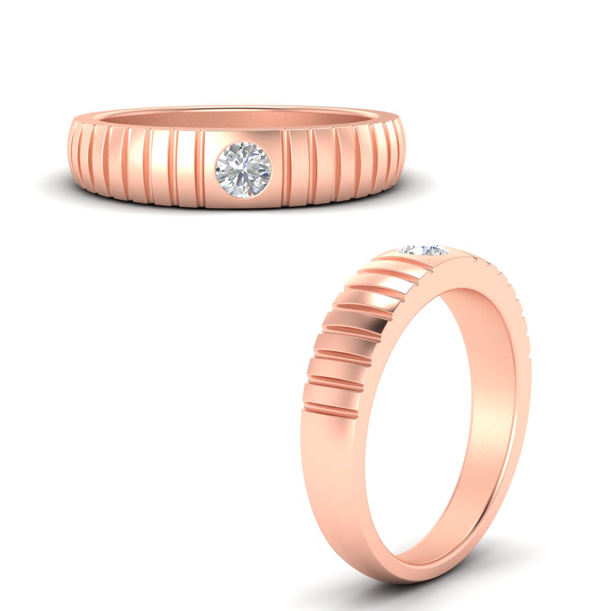 Mens Bezel Set Modern Wedding Ring Fascinating Diamonds