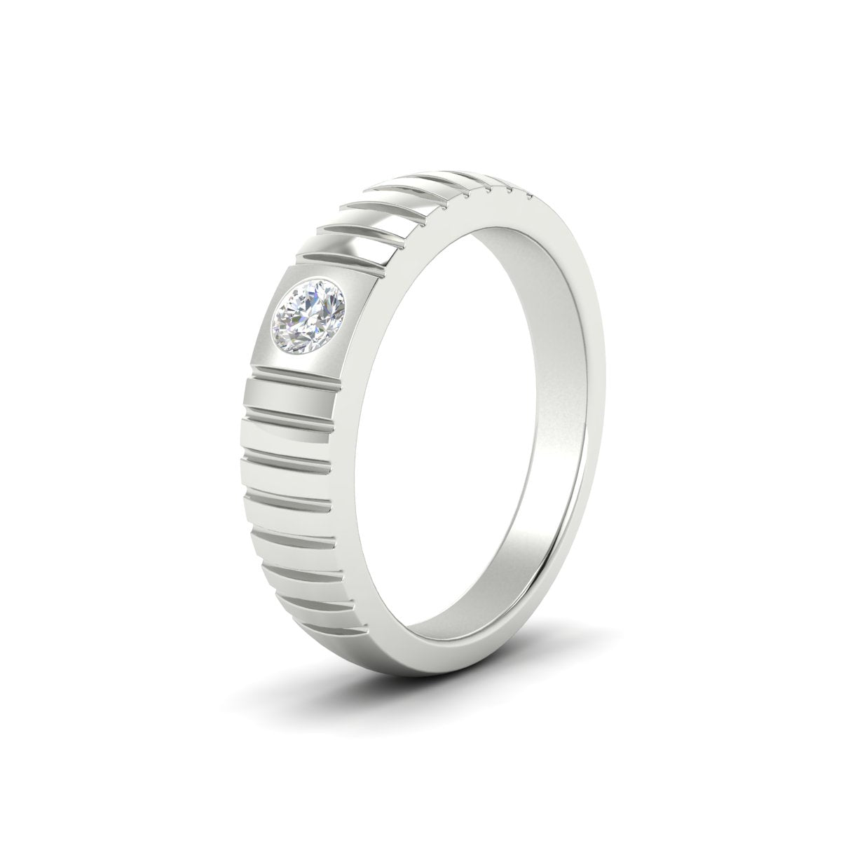 Mens Bezel Set Modern Wedding Ring Fascinating Diamonds