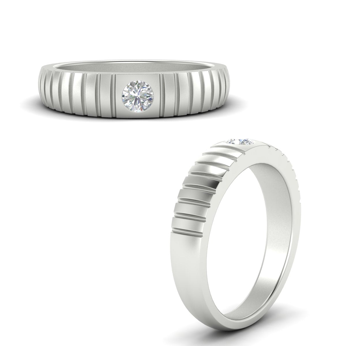 Mens Bezel Set Modern Wedding Ring Fascinating Diamonds