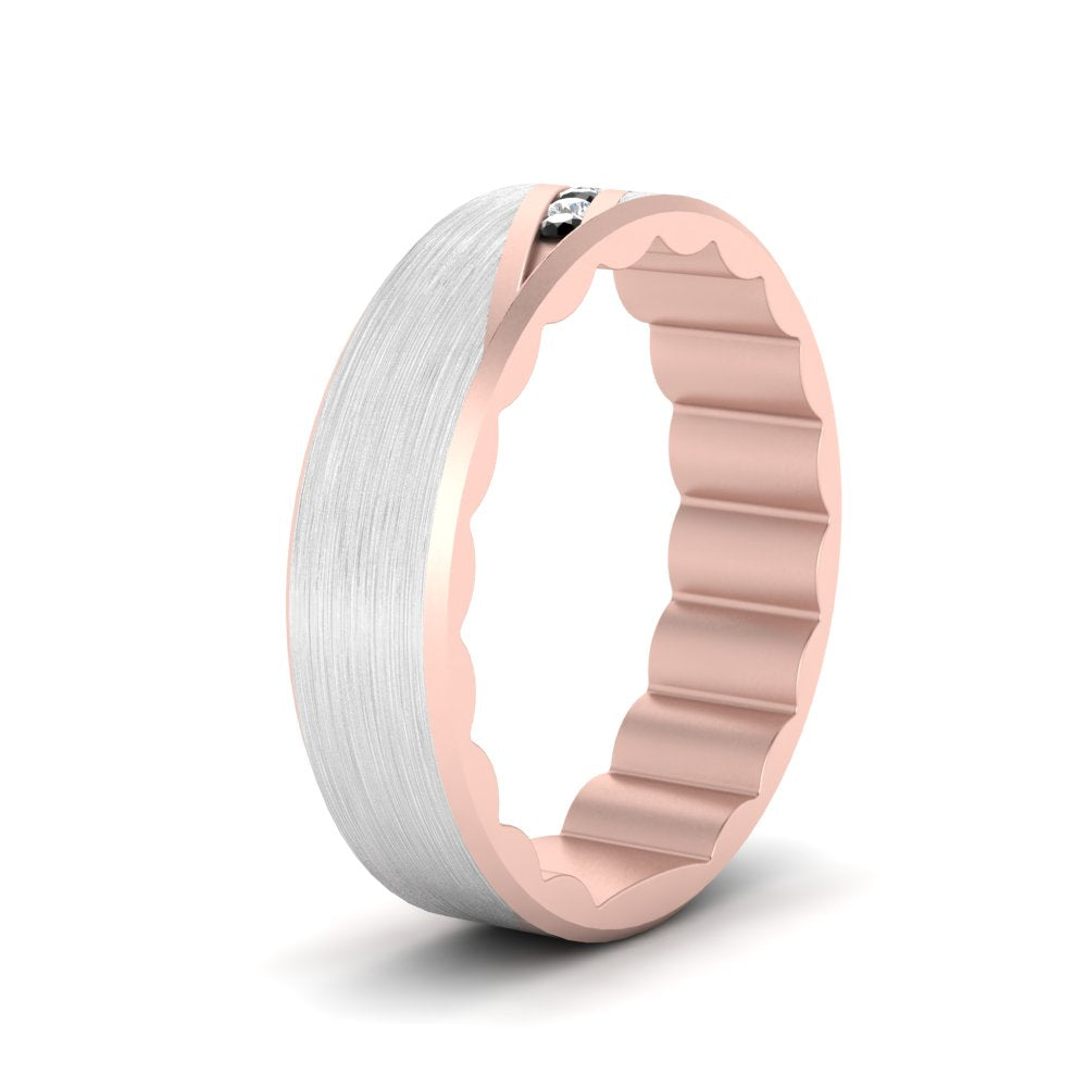 Brush Finish 2 Tone Promise Ring Fascinating Diamonds