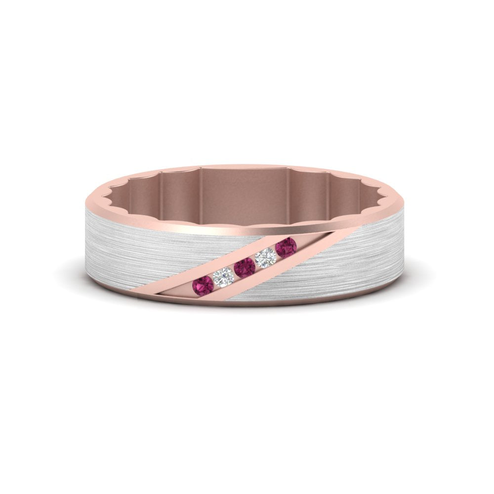 Brush Finish 2 Tone Promise Ring Fascinating Diamonds
