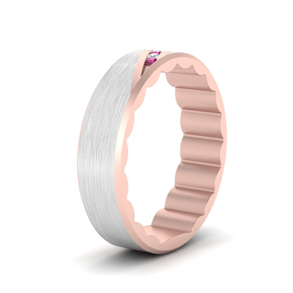 Brush Finish 2 Tone Promise Ring Fascinating Diamonds