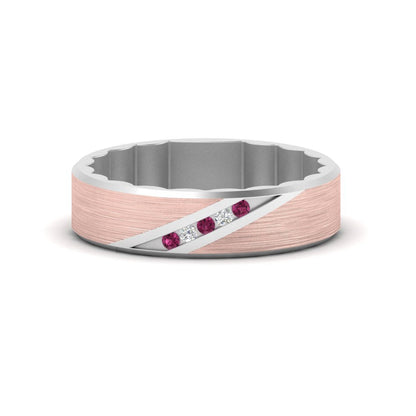 Brush Finish 2 Tone Promise Ring Fascinating Diamonds