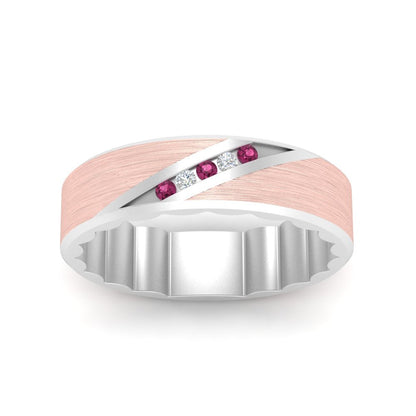 Brush Finish 2 Tone Promise Ring Fascinating Diamonds