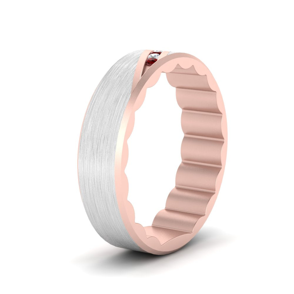 Brush Finish 2 Tone Promise Ring Fascinating Diamonds
