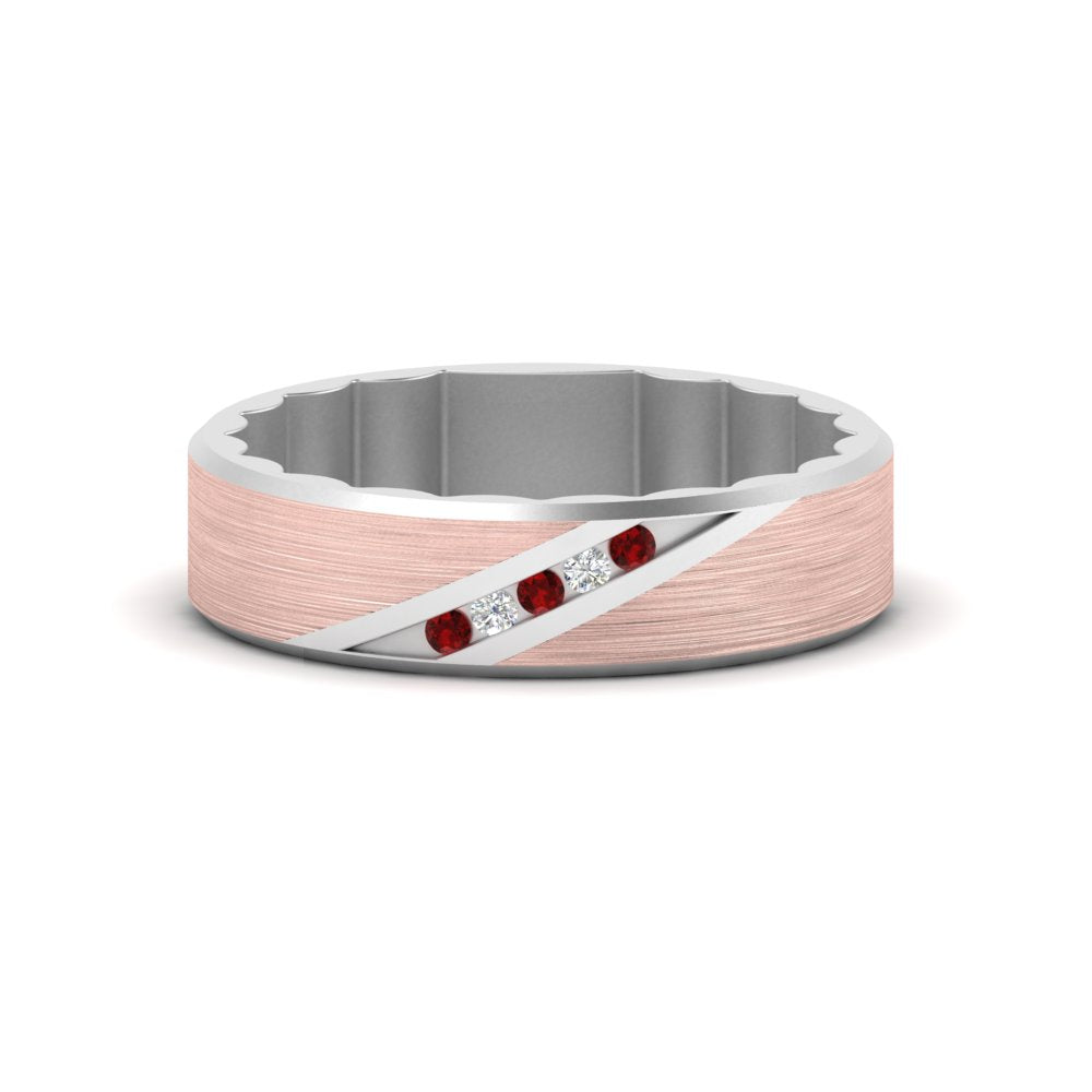 Brush Finish 2 Tone Promise Ring Fascinating Diamonds