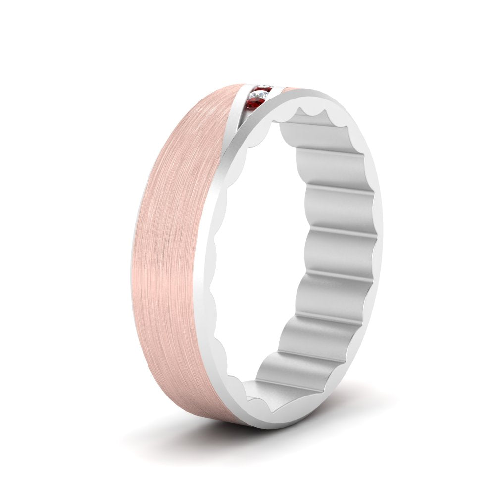 Brush Finish 2 Tone Promise Ring Fascinating Diamonds